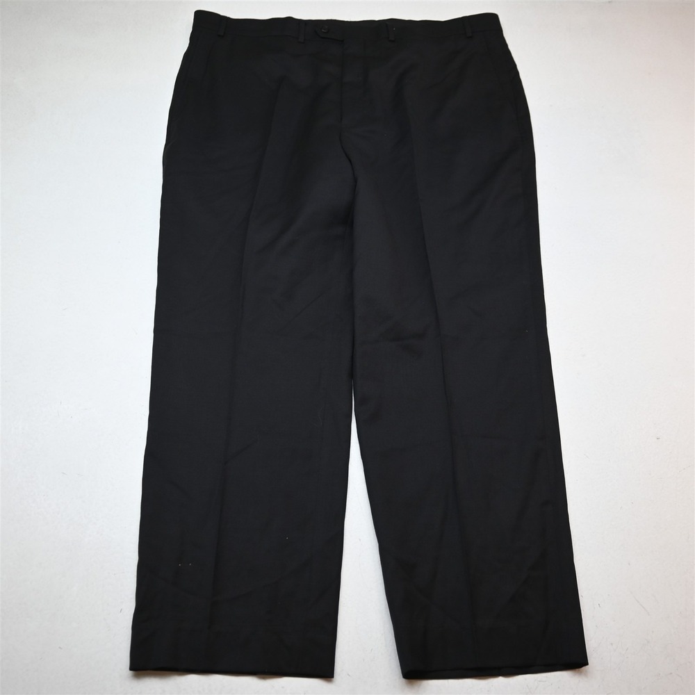 Stafford 44x30 Black 100% Wool Essentials Flat Front Dress Mens Pants